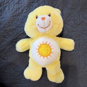 Vtg Care Bear 1ft Funshine Bear Sunshine 2002 Yellow Soft Plush